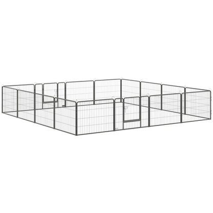 16 Panels Heavy Duty Puppy Playpen, for Small Dogs, Indoor and Outdoor Use - Grey