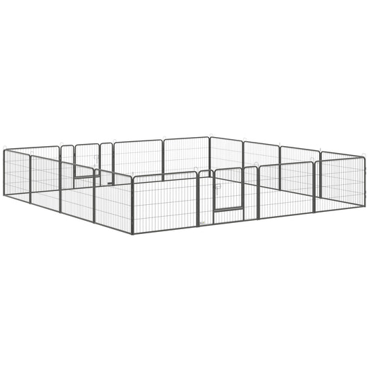 16 Panels Heavy Duty Puppy Playpen, for Small Dogs, Indoor and Outdoor Use - Grey