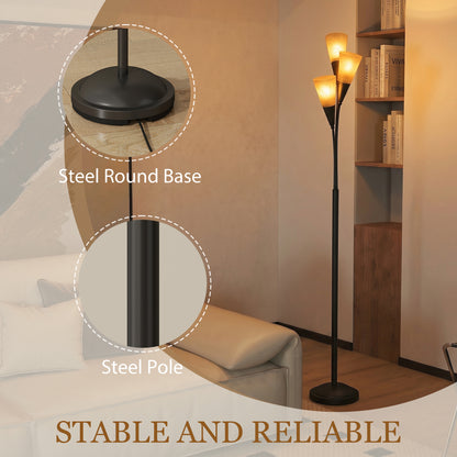 Modern Standing Lamp, 3-Light Upright Floor Lamps for Living Room, Black