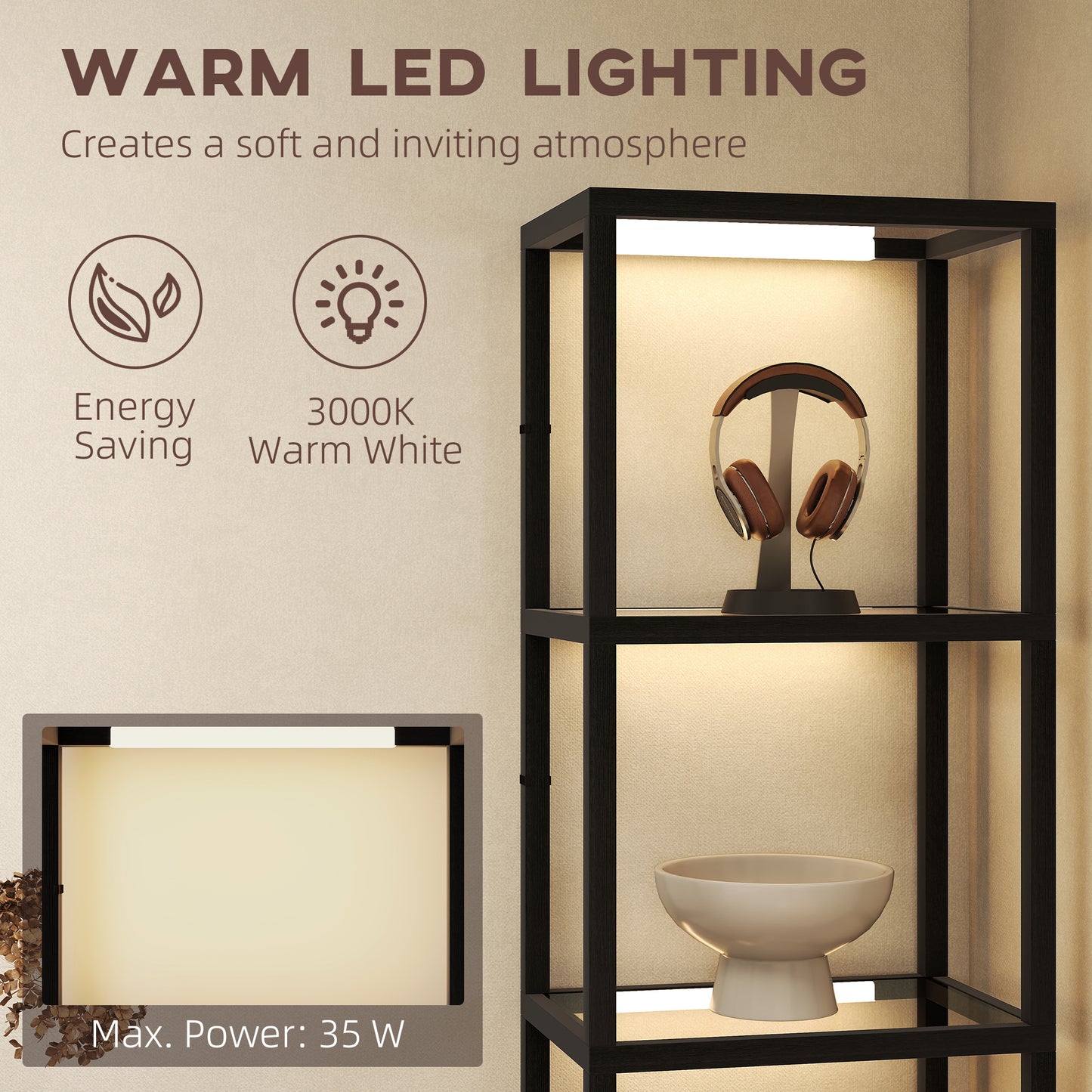 Four-Shelf Floor Lamp - Black