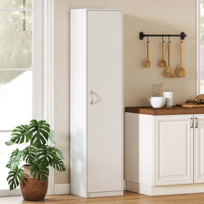 180cm Tall Kitchen Cupboard, Freestanding 5-Tier Pantry Storage Cabinet with Adjustable Shelf, White