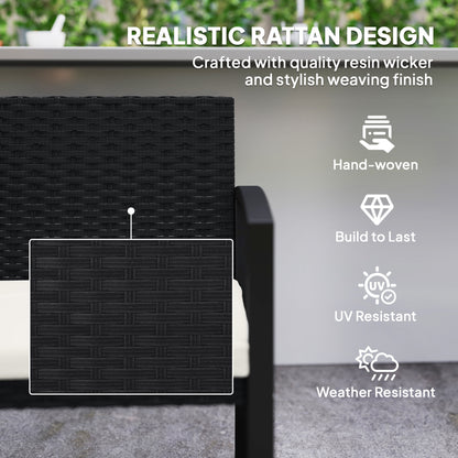 Two-Seater Rattan Garden Bench - Beige