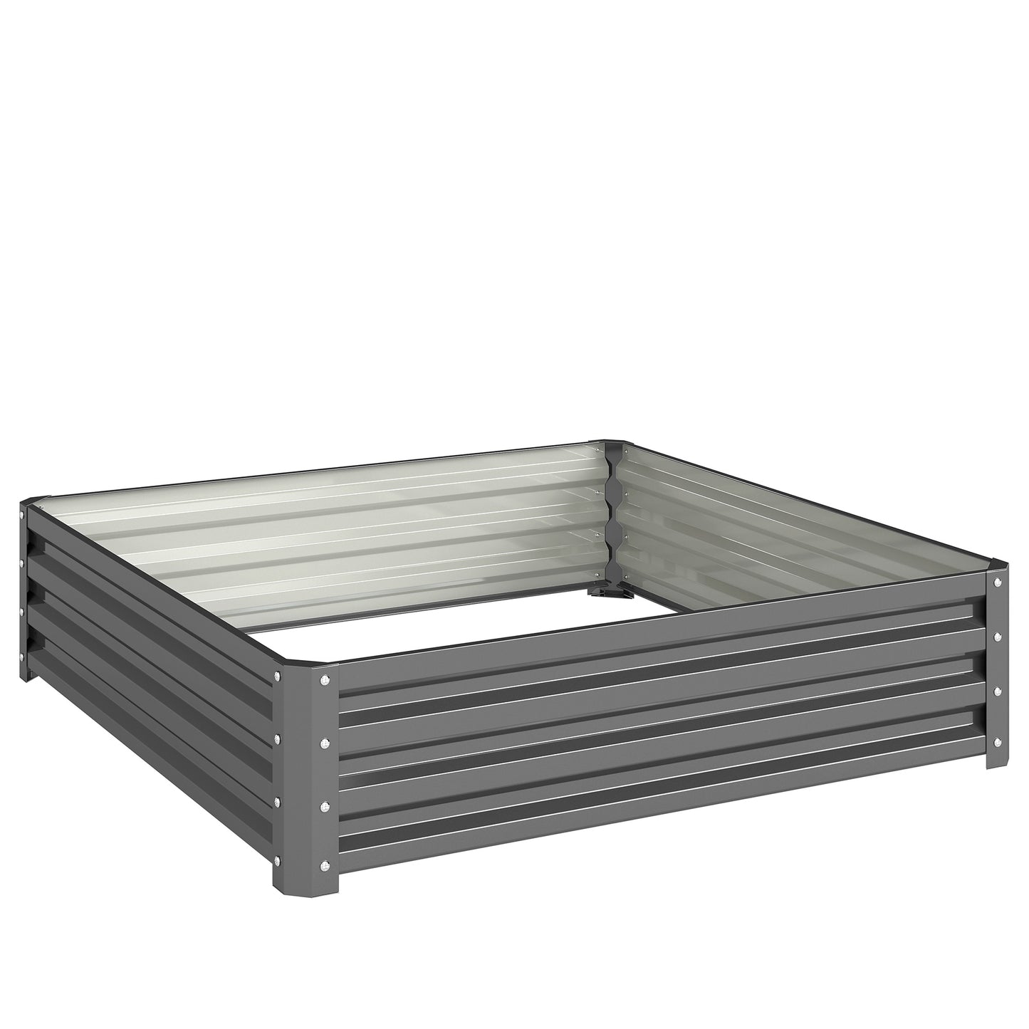 432L Square Raised Garden Bed Box Steel Frame for Vegetables, Flowers and Herbs, 120 x 120 x 30cm, Light Grey