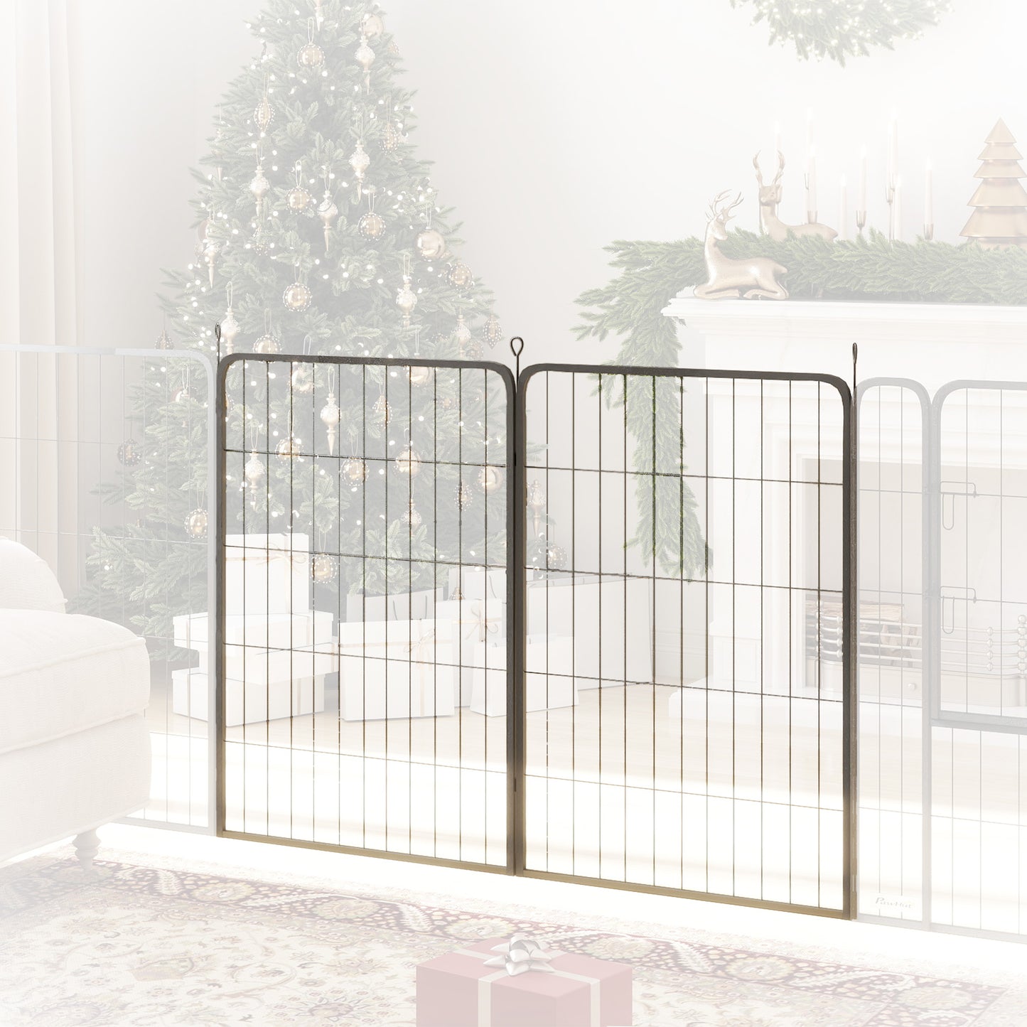 Two-Piece Dog Pen Expansion Pack for Large Dogs, 100cm Tall Animal Pen with Three Connecting Stakes