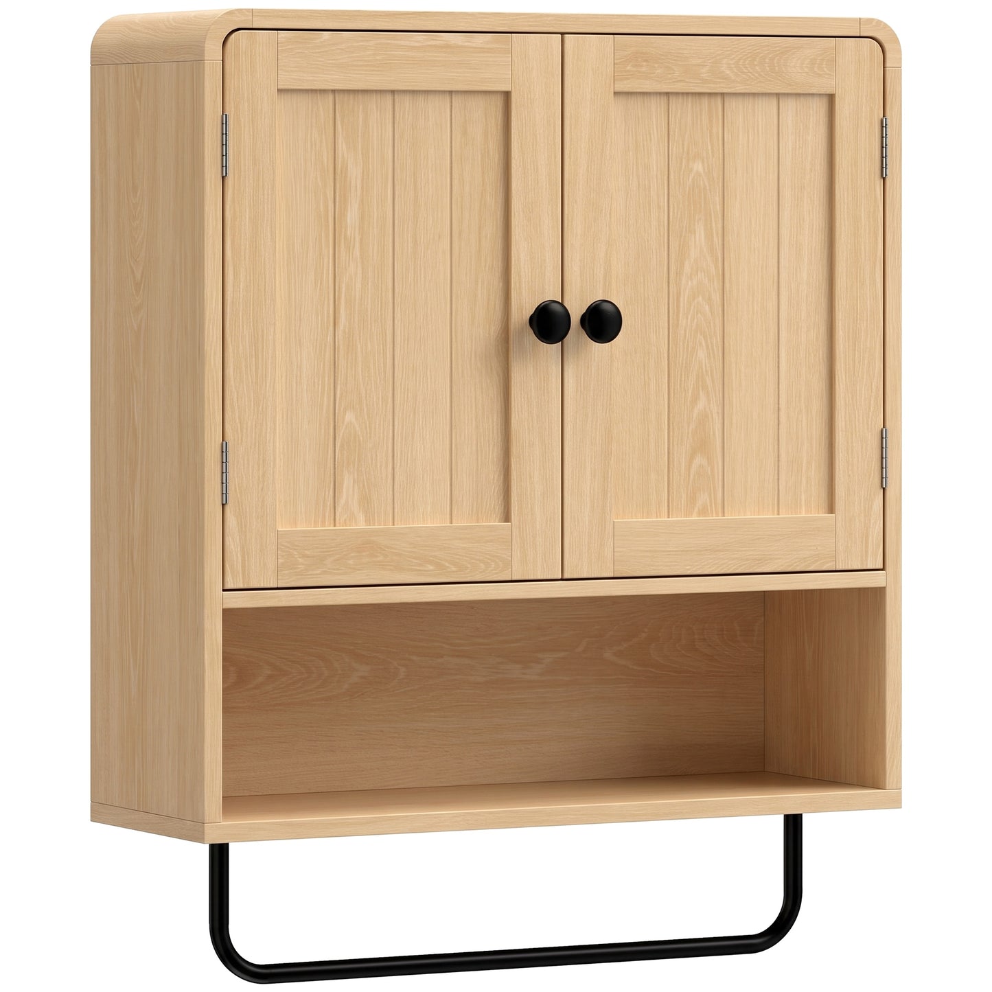 Bathroom Cabinet Wall Mounted, Bathroom Wall Cabinet with 2 Doors, Adjustable Shelf Storage for Toilet, Oak