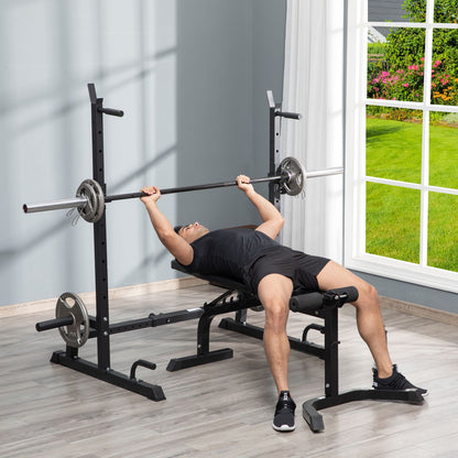 Multifunction Barbell Squat Rack Stand Heavy-Duty Strength Training Dumbbell Rack Adjustable Height Weight Lifting Bench Pres