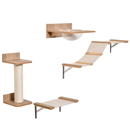 4PCs Wall-mounted Cats Climbing Shelf Set Cat Tree Kitten Perch Activity Center