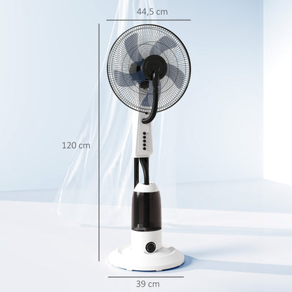Spray Misting Fan, Floor Fan with Water Mist Spray, 70° Oscillation, Tilt Head, 3 Speeds, 2.8L Water Tank, White