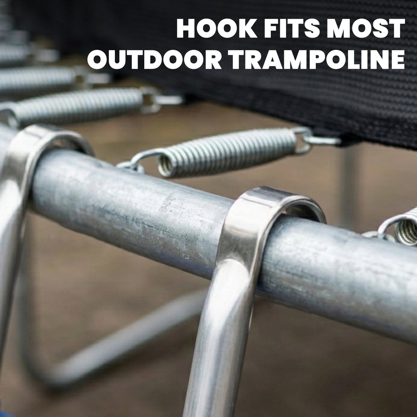 Trampoline Ladder, 2-Steps with Horizontal Wide Steps, Universal Hook, Galvanised Steel Frame, 150kg Load Capacity