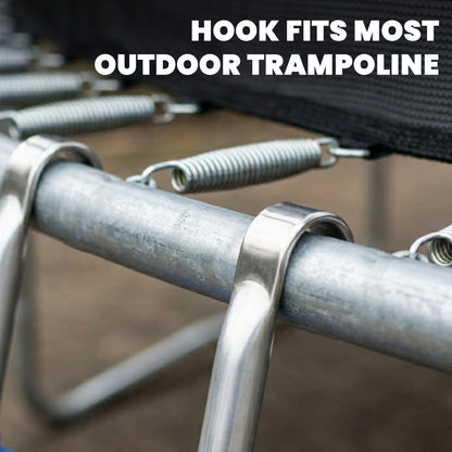 Trampoline Ladder, 2-Steps with Horizontal Wide Steps, Universal Hook, Galvanised Steel Frame, 150kg Load Capacity