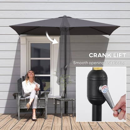 Balcony Half Parasol Semi Round Umbrella Patio Crank Handle (2.3 m, Grey)- NO BASE INCLUDED