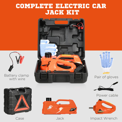5 Ton Electric Car Jack Kit with 12V Auto Car Floor Jack, Impact Wrench, 15.5-45cm Tyre Lift Emergency Tyre Repair Kit