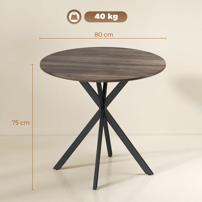 80cm Industrial Round Dining Table - Brown