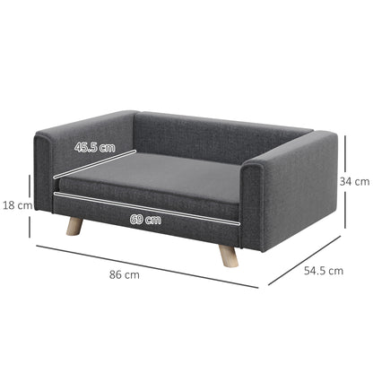 Elevated Dog Sofa Bed, with Cushion, for Medium and Small Dogs, Grey