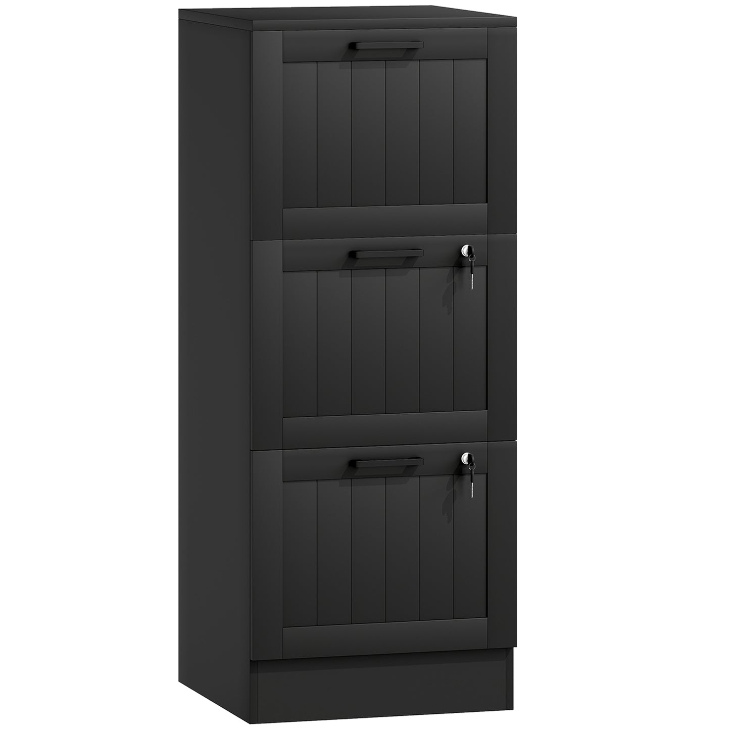 3 Drawer Filing Cabinet with Lock, Office Storage Cabinet with Adjustable Hanging Bars for A4 Letter Size Files, Black