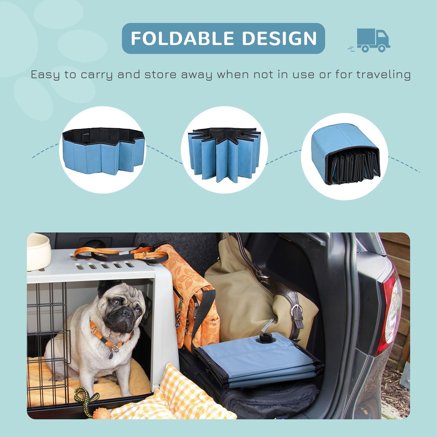 Foldable Dog Pool for Puppies and Ducks, Thickened PVC Dog Paddling Pool Bath Tub Hard Board