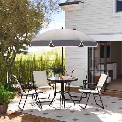 4 Seater Garden Furniture Set, 6 Pieces Garden Table and Chairs with Parasol
