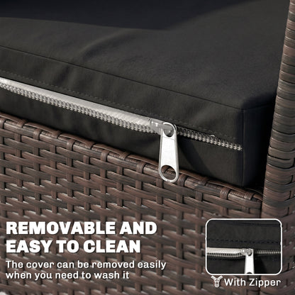 Outdoor Seat Cushion Pads for Rattan Furniture, 3 PCs Garden Furniture Cushions, Black
