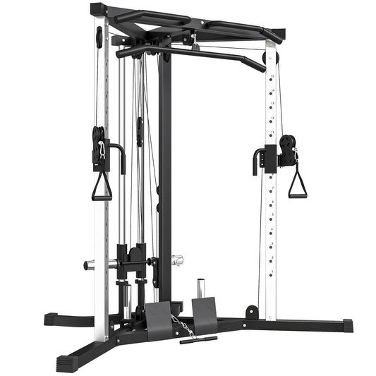 Home Gym Machine, Multifunctional Gym Equipment with High and Low Pulleys, Pull Up Bar