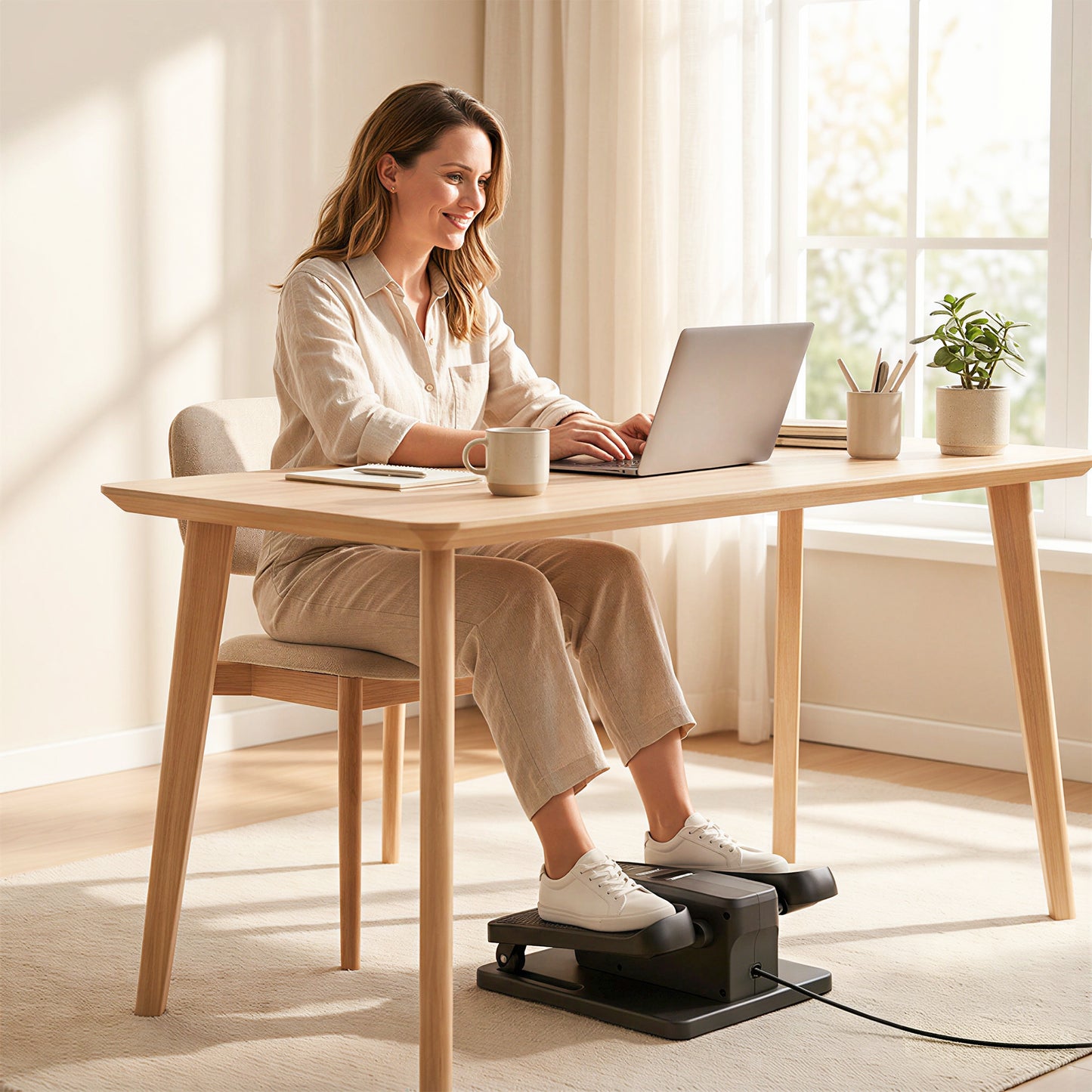 Under Desk Elliptical Machine with Manual & Auto Modes, 12 Adjustable Speed, Remote Control & LED Monitor for Home