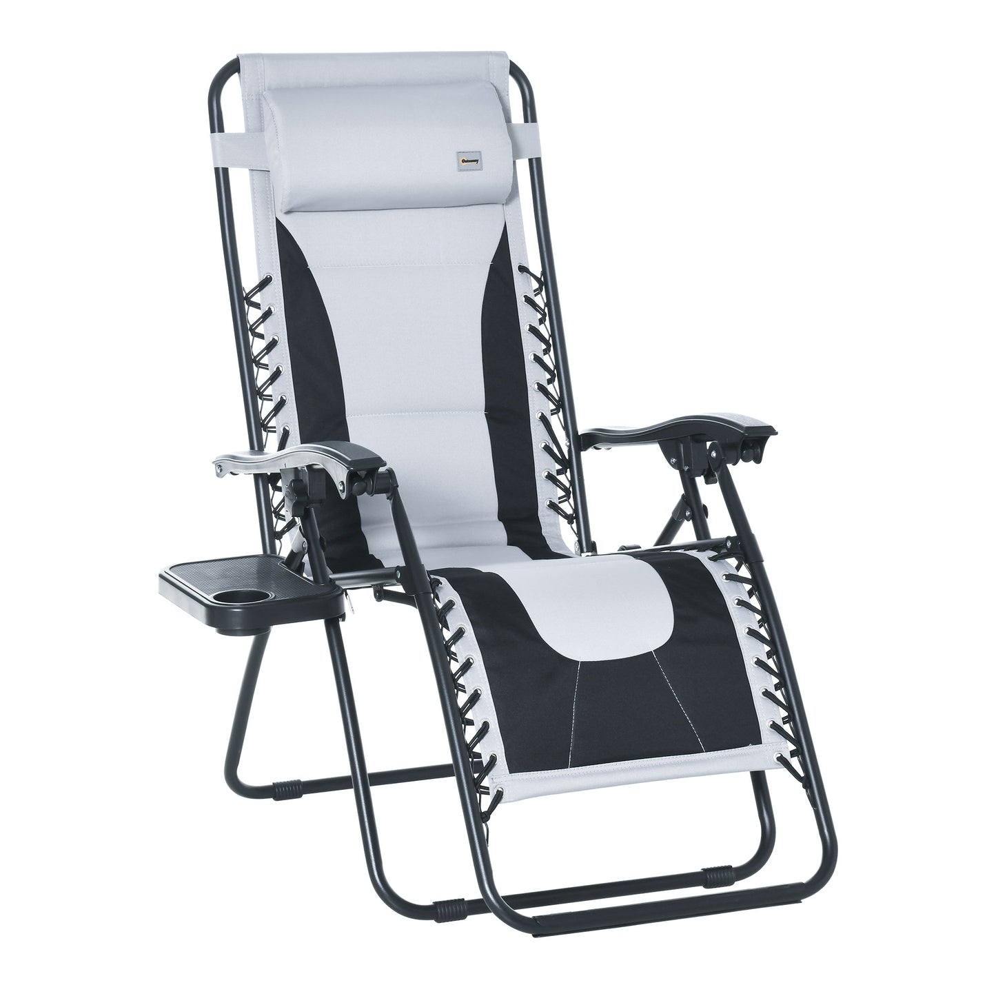 Zero Gravity Lounger Chair, Folding Reclining Patio Chair with Padded Seat, Cup Holder