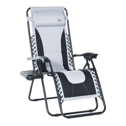 Zero Gravity Lounger Chair, Folding Reclining Patio Chair with Padded Seat, Cup Holder