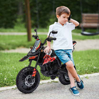 12V Aprilia Licensed Kids Motorbike with Training Wheels, Spring Suspension, LED Headlight, USB, Music, Red/Black