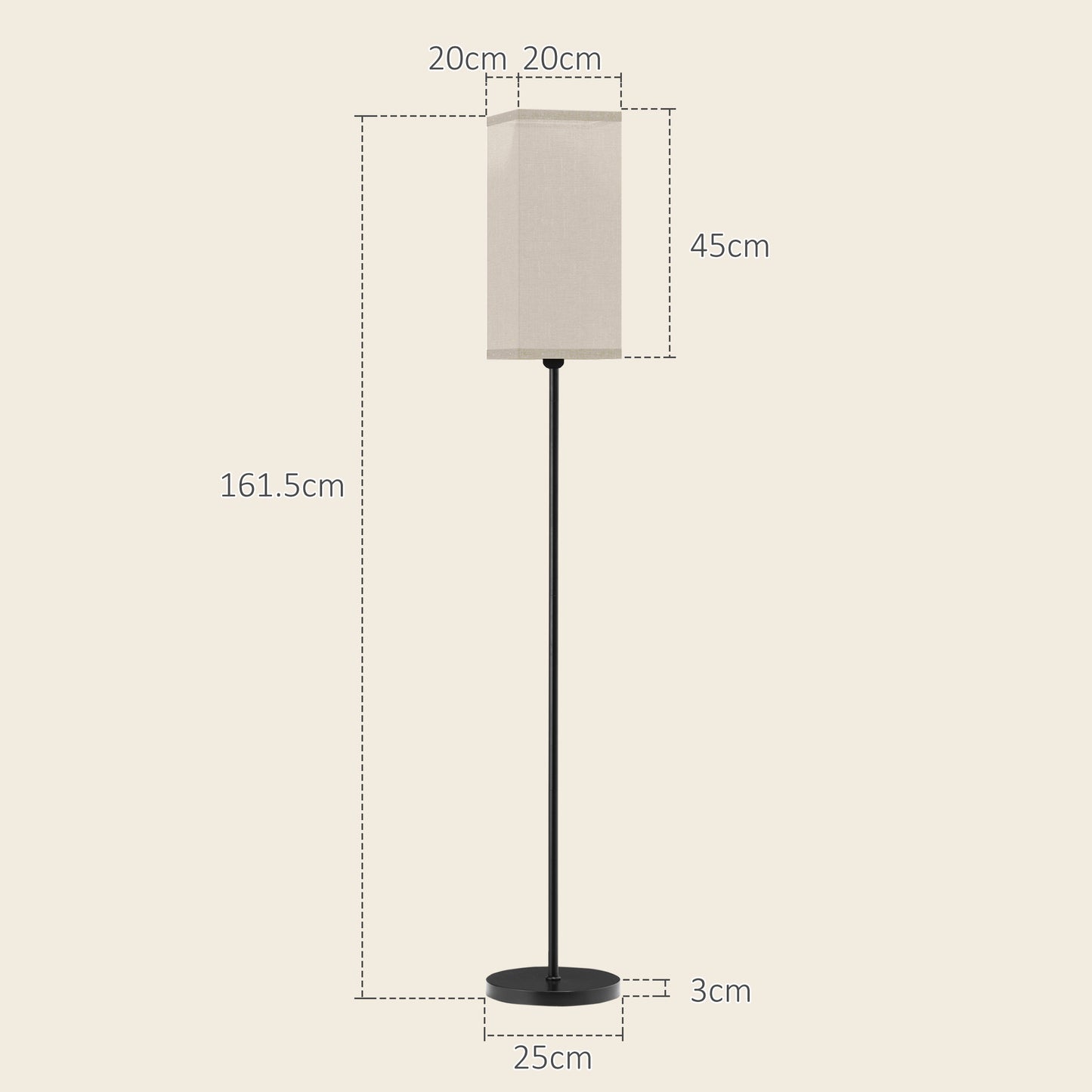 Floor Lamp, Modern Standing Lamp with Linen Shade, Tall Lamps for Living Room, Bedroom, with Foot Switch, Bulb not Included