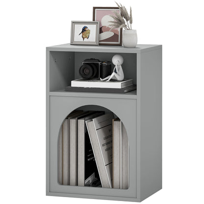 Bedside Table with 2 Open Compartments - Grey