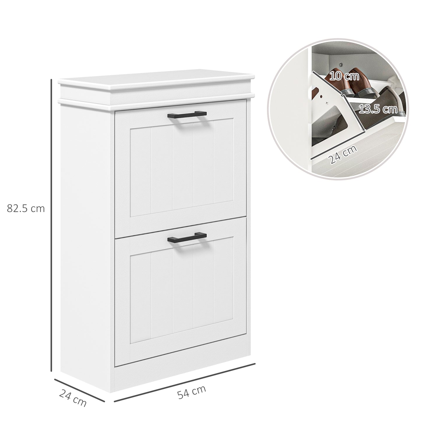 Two-Drawer Minimalistic 10-Shoe Cabinet - White