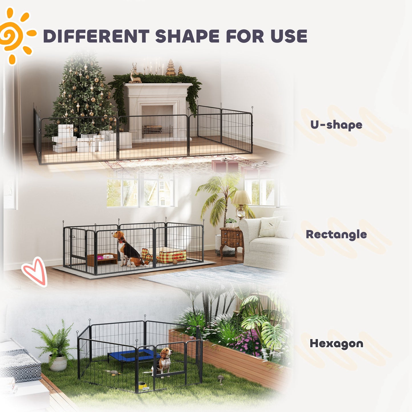 Seven-Panel Dog Whelping Box, Dog Playpen with Washable Whelping Pads, Wind-Resistant Fabric, for Small and Medium Dogs