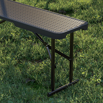 Folding Picnic Table and Bench Set, Rattan Effect Portable Camping Table and Chairs with Carrying Handles for Indoor Outdoor