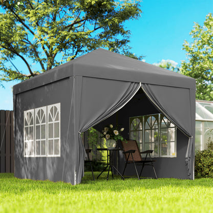 3x3(m) Pop-Up Gazebo, with Curtain Walls and Windows, Grey