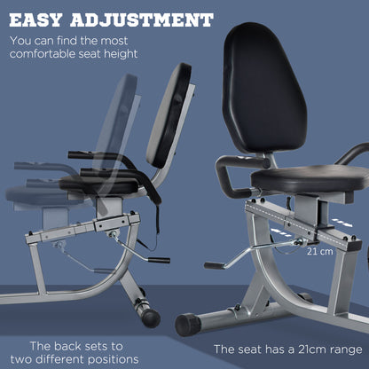 Exercise Bike with LCD Display, Stationary Bike with Quiet 8-Level Magnetic Resistance, Adjustable Seat and Backrest