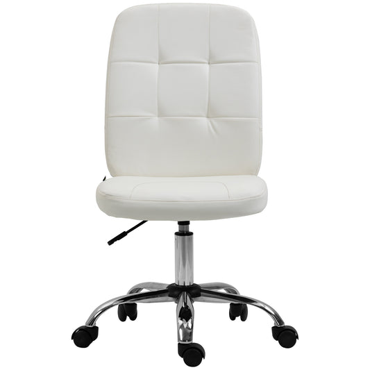 Armless Faux Leather Office Chair - White