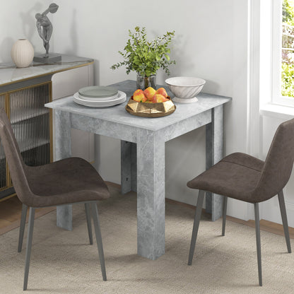 Square Dining Table, Modern Small Dining Table with Faux Cement Effect, Space Saving, Non-slip Foot Pads, Cement Grey