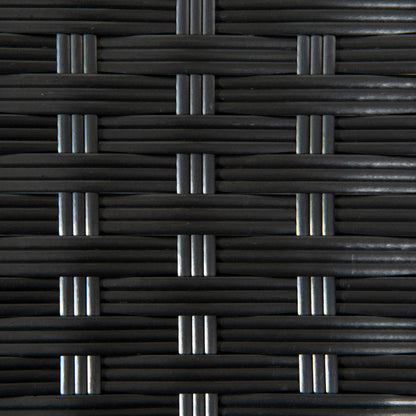 Rattan Side Table, Outdoor Coffee Table with Plastic Board Under the Full Woven Table Top for Patio, Garden, Balcony, Black