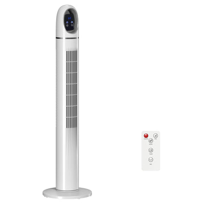 Tower Fan for Bedroom, Standing Floor Fan with Oscillating, 3 Modes, 3 Speeds, 24 Hour Timer, White