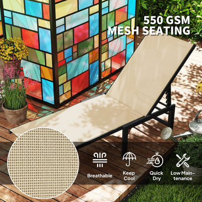 Reclining Sun Lounger - Khaki