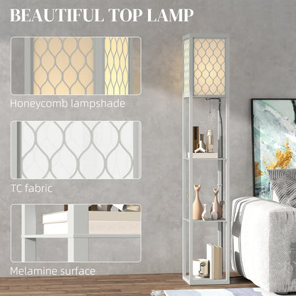 Three-Shelf Standing Lamp - Grey/White