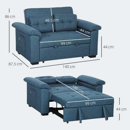 Pull Out Sofa Bed, Fabric 2 Seater Click Clack Sofa Bed Settee with 2 Pocket Springs