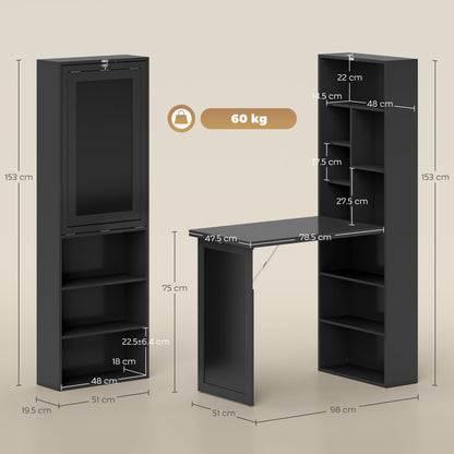 Three-Part Work Desk, with Storage and Chalkboard - Black
