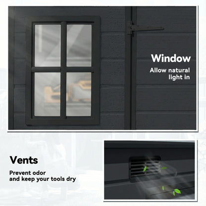 10 x 6 ft Resin Garden Shed, Outdoor Storage Shed with Floor, Windows, Lockable Doors and Vents, Dark Grey