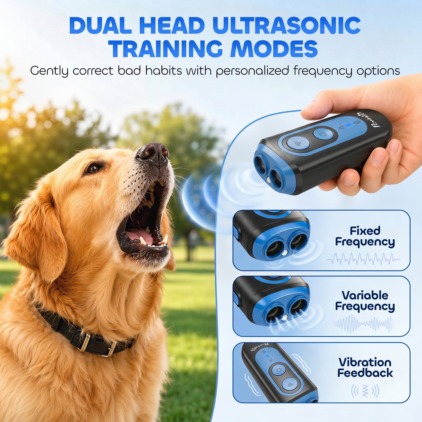 Anti Barking Device for Dogs, Ultrasonic Stop Dog Barking Device with 5 Modes & Vibration, LED Flashlight