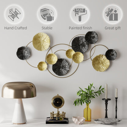 Metal Wall Art, Modern Hanging Wall Decor with Multi-Disc Design for Living Room