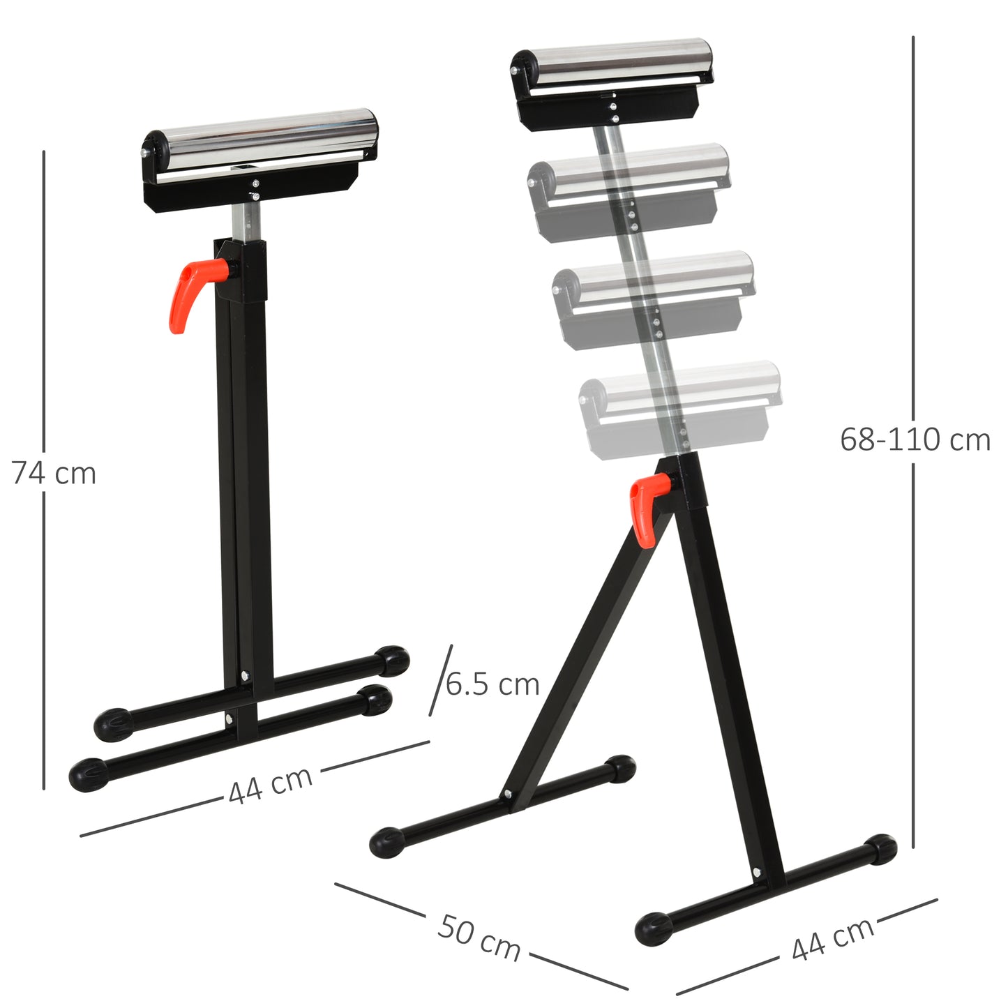Folding Roller Stand, Material Support Pedestal with Ball Bearing Roller Height Adjustable Portable, Metal Construction