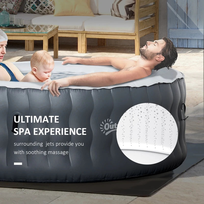 Round Hot Tub Inflatable Outdoor Bubble Spa Pool with Pump, Cover and Filter Cartridges - Grey