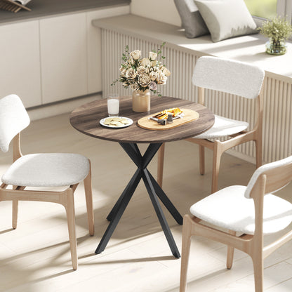 80cm Industrial Round Dining Table - Brown