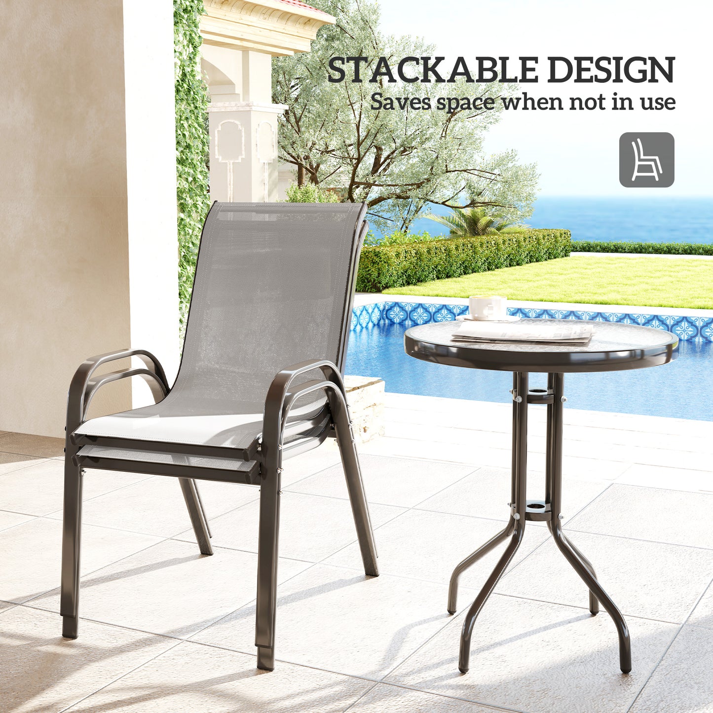 Three-Piece Outdoor Garden Set - Light Grey