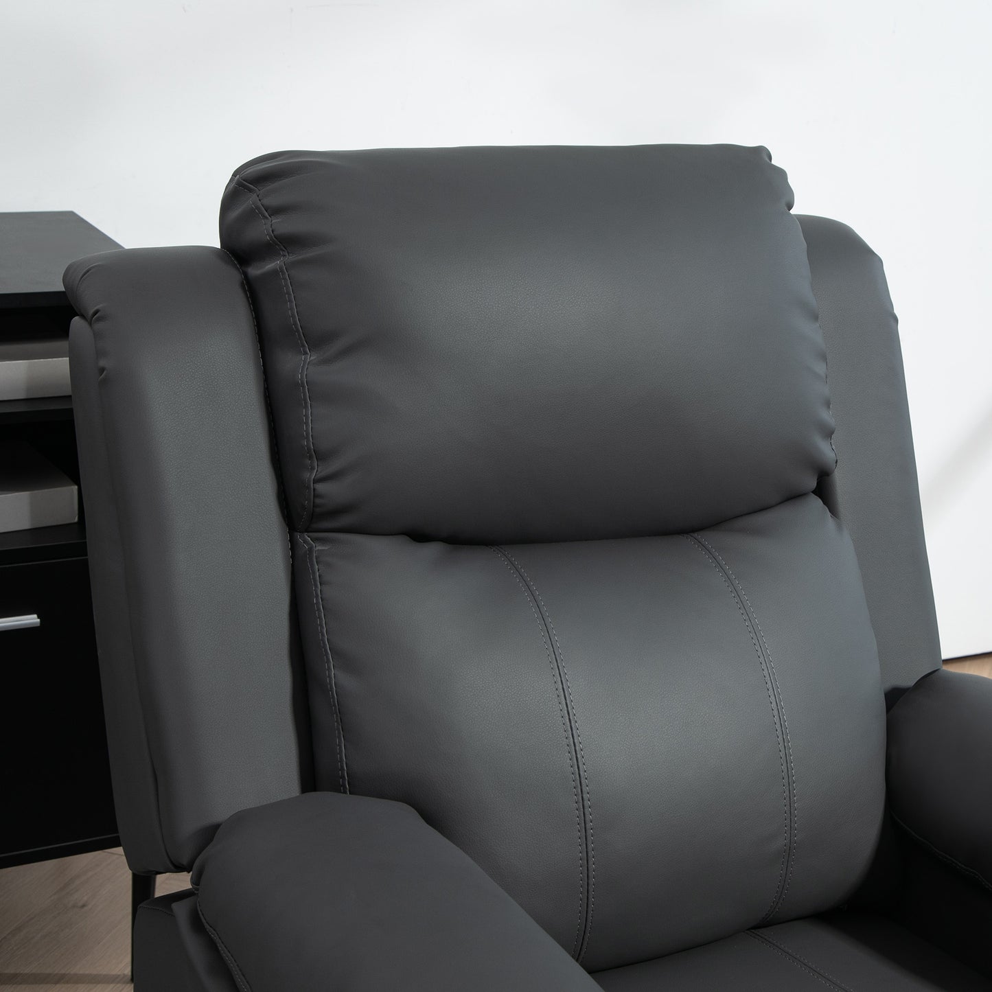 Riser and Recliner Chair with Vibration Massage, PU Leather Power Lift Chair for Elderly, Dark Grey
